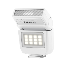 ULANZI SL03 Mini cameraflitser met videolamp, GN8 6500K Speedlite flitserunit, 90° verstelbaar, 4 vermogensniveaus (1/8~1/1), enkelvoudige contactflitsschoen voor Sony/Canon/Fuji DSLR, wit