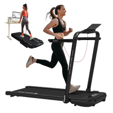 Mobvoi Home Treadmill SE, slimme AI 3 in 1 opvouwbare loopband en walkingpad voor onder het bureau, 2,5 PK, compact, draagbaar, met afstandsbediening en TicSports app, 120 kg, 12 km/u, zwart