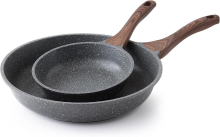 SENSARTE antiaanbakkoekenpan met Zwitserse steenstructuurcoating, eierpan, gezond keukengerei, chef koekenpan, zonder opzettelijk toegevoegde PFOA (8 in + 12,5 in)
