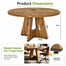 LANTINE ronde eettafel, keukentafel van 120 cm voor 4 personen, ronde landelijke tafel voor thuis, eetkamer en woonkamer (alleen tafel)