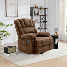 HONEYOU Draaibare relaxfauteuil, OKIN Frame relaxfauteuil, Oversized 360° schommelstoelen, Schommelende relaxfauteuil, Overvolle handmatige glider relaxfauteuil, Eenpersoonssofa voor woonkamer, slaapkamer, Bruin