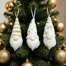 Yuejia 3 stuks 14 cm hangende kerstornamenten, Zweedse handgemaakte pluche gnomes, hangende kerstboomdecoraties, kerstdecoratie voor thuis