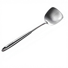 Maxcook wokspatel 38 cm van RVS 304, breed, met holle, lange metalen handgreep, zilver, MCCU733