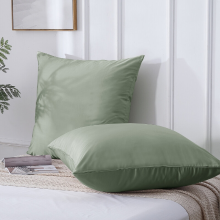 【Zomerkoelend textiel】MEROPE, Bamboe kussensloop, 80 x 80 cm, eucalyptus, 2 pack