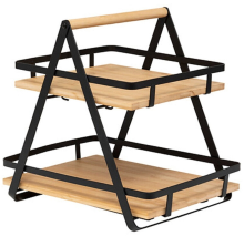 5Five Ordera 2 laags Plank   Metaal en Bamboe, 30 x 22 x 29 cm