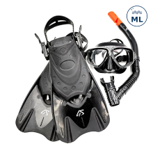 GRAVITY STATION SNSP Duikset: duikmasker (zwart) & snorkel (zwart) & duikfins (zwart)   ML   Volwassen