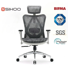 SIHOO M57S ergonomische bureaustoel met mesh, verstelbare lendensteun, 3D armleuningen en ademende hoge rugleuning (lichtgrijs)
