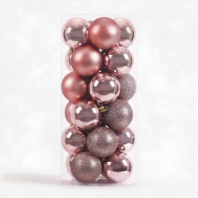 60 Mm 24 stuks roze kerstballen, kerstornamenten, kerstdecoraties voor thuis, kerstboomornamenten, onbreekbaar kunststof kerstballen, feestelijke partyslinger, kamerdecoratie