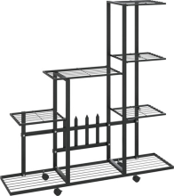 VidaXL Bloemenstandaard met wielen 94,5x25x92,5 cm metaal zwart