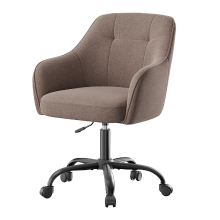 JOYFURNOS Ochama Ergonomische Bureaustoel, Verstelbare Hoogte en Draaibaar, Ademend Textiel, voor Slaapkamer of Studiekamer, Bruin