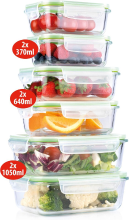 Alpina glazen voedselopslagcontainer set   12 stuks, 3 maten, groen