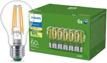 Philips ultra efficiënte heldere ledlamp   60 W   E27 fitting   warmwit; 2700 K   ultra efficiënt: energielabel A   verpakking van 6