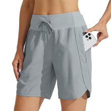 Willit dames 7 inch atletische hardloopshorts, sneldrogende trainingsshorts met hoge taille, ritszak, zwart, L