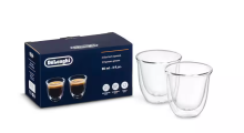 Delonghi DE‘LONGHI dubbelwandige espressoglazen transparant   set van 2, 90 ml