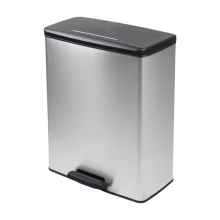 Curver Decobin afvalbak   65 liter   rechthoekig   zilver metaallook   premium opbergoplossing, duurzaam kunststof, moderne huiselijke organisatie