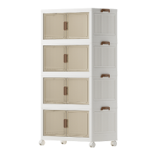 COIZYZZL ochama x Opbergkast Zonder Montage Breedte 55 cm, Set van 4 Opvouwbare Opbergboxen met Magnetische Sluiting en Wielen, Grote Capaciteit Stapelbaar Kastje, Wit