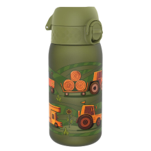 ION8 Waterfles voor kinderen, 350 ml/12 oz, lekvrij, eenvoudig te openen, veilige vergrendeling, vaatwasserbestendig, BPA vrij, draaggreep, hygiënische flip dop, eenvoudig te reinigen, geurloos, CO₂ neutraal, groen, Landbouwmachines
