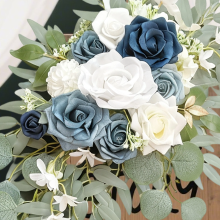 Wei's moment vergrijsd blauwe bloemen voor decoratie van welkomstborden voor bruiloften, kunstbloemen voor trouwbogen voor huwelijksceremonie (set van 2)