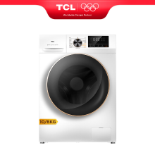 TCL was droogcombinatie, 10 kg/6 kg, met Smart DD motor, antibacteriesysteem, stoomwas, wassen & drogen 60 min, snelle was 15 min, kinderslot, uitgestelde eindtijd, 20 jaar motorgarantie [energieklasse A/E] CP1210WA0
