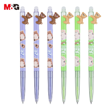 M&G Puffy Animals Uitwisbare Intrekbare Gelpennen, 6 Stuks Crystal Blauwe Inkt, Extra Fijne Punt 0,4 mm, Schattig Dierenontwerp, Comfort Grip, voor School, Kantoor en Planner