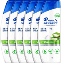 Head & Shoulders HEAD&SHOULDERS Sensitive Hoofdhuid Anti roos Shampoo 6x250 ml Met Aloë Vera. Effectief tegen 3 hoofdhuidproblemen: roos, jeuk gerelateerd aan roos en overtollig talg