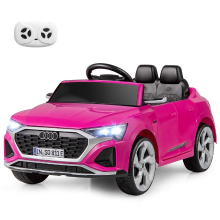 Costway 12 V elektrische speelgoedauto voor kinderen om in te rijden, gelicentieerde Audi SQ8 editie, met afstandsbediening, claxon, ledverlichting, muziek, snelheidsregeling met 3 snelheden, geschikt vanaf 3 jaar, roze