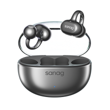 Sanag S6S Nova Draadloze Bluetooth oortelefoon met oorclip, nieuw botgeleidingsconcept, over ear open back sportkoptelefoon voor hardlopen met ruisonderdrukking en stijlvolle AI functie