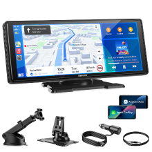 【Zomerspecial】 ESSGOO 10,26 inch draagbaar HD CarPlay display, draadloze CarPlay & Android Auto & Mirror Link, OTA upgrade, GPS navigatie, muziek, spraakbesturing, aangepast opstartlogo, snelle installatie, betere rijervaring