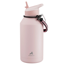 POWCAN 64 oz sportfles met rietje, draaglus en deksel met enkele opening – roze