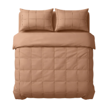 Sleeptime Dekbedovertrekset Geruit Pintuck 200 x 200/220 + 2 Kussenslopen 60 x 70 cm   Microvezel   Mokka