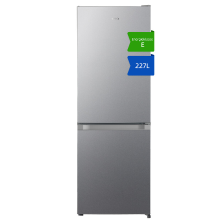 CHiQ 227 L koel vriescombinatie, zilver, low frost, 4 sterren vriezen, 153 L koel  & 74 L vriesruimte, compacte breedte 54 cm, omkeerbare deur, verstelbare voeten JR227LSE [energielabel E]