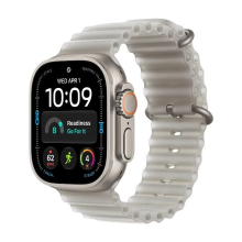Apple Watch Ultra 4   GPS + Cellular   49 mm   titanium kast met doorschijnend grijs Ocean bandje