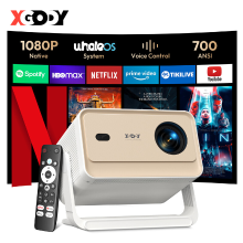 XGODY Gimbal N6 Pro draagbare projector, 4K ondersteund, native 1080P & 700 ANSI, WhaleOS 3.0, Officiële Netflix apps, WiFi6 & BT5.4, Autofocus auto keystone 16 GB ROM, slimme projector voor thuisbioscoop slaapkamer compatibel met HDMI/USB/telefoon/PS (wi