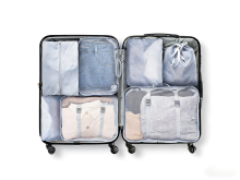 ANQI Set bagage organizers voor handbagagekoffer (7 stuks) grijs