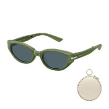 Beneunder FD315 CN306, Cat Eye Opvouwbare Zonnebril, Groen Montuur, Grijze Glazen