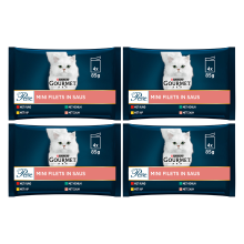 Gourmet Perle mini filets in saus rund, kip, konijn & zalm multipack 350 g * 4