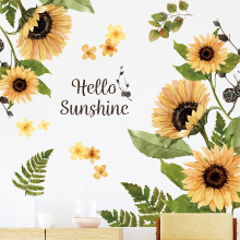WhereHike zonnebloem muurstickers, 3D gele bloem muurstickers, gemakkelijk afpelbaar en opplakbaar behang, doe het zelf verwijderbare muurdecoratie muurschildering voor badkamer, slaapkamer, kinderkamer, tv, douchedeur en woondecoratie