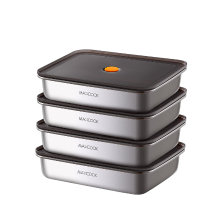 Maxcook 4 stuks 316 L (1600 ml per stuk) RVS voedselcontainers met deksels, bento box, snackcontainers, rechthoekig, vaat  en diepvriesbestendig, MCFT9526, Nieuwjaarsaanbieding, top cadeaukeuzes