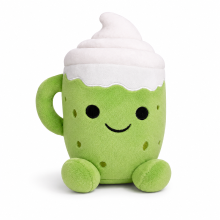 Flooffees London Green pluche mokspeelgoed – schattig kawaii zacht speelgoed met slagroomtop, 25 cm knuffelbare bureau buddy, slaapkamerdecoratie & cadeau voor kinderen