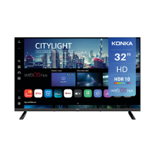 Konka DLED 32 inch (80 cm) Smart TV   720p HD, webOS Hub, HDR10, Dolby Audio, Airplay, LG Channels, WiFi, Bluetooth, HDMI eARC, Tuner DVB T/T2/C/S/S2, Energieklasse E, KDG32YR682ANTS