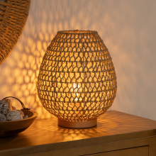Atmosphera Tafellamp   Natuurlijk hout, 35,5 cm