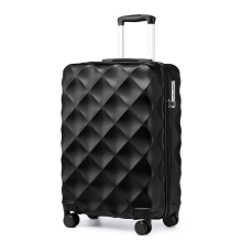 British Traveller 20 inch ABS+PC harde schaal handbagagekoffer, lichtgewicht handbagage met diamantgrond ontwerp, zwart