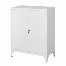 JOYFURNOS Afsluitbare Mat Witte Stalen Opbergkast – 80 x 40 x 90 cm 2 Deuren, Diepe Planken, Veelzijdig Gebruik – Ideaal voor Garage, Kantoor, Studeerkamer of Woonkamer