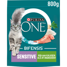 Purina One kattenvoer voor gevoelige volwassen katten met kalkoen  en rijstformule 800 g