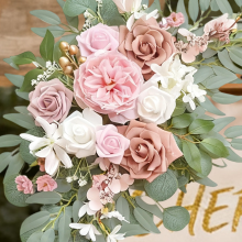 Wei's moment kleine bloemstukken voor trouwboog (verpakking van 2), kunstbloemen in oudroze voor decoraties van welkomstborden op bruiloften en boogbloemstuk voor huwelijksceremonie en receptie (oudroze en blosroze)