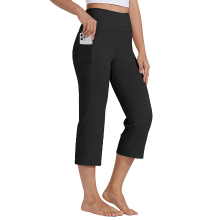 Willit dames yoga capris met hoge taille en straight leg, sportieve training, 21 inch, zwart, XXL