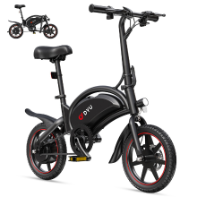 DYU D3S elektrische fiets voor volwassenen, 250 W motor, 36 V 10Ah accu, 14 inch banden, mini opvouwbare elektrische fiets   Zwart