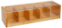 5Five Bamboe Theedoos   5 Compartimenten, Lichtbruin, 36 x 11 x 10 cm