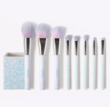 Docolor 8 delig glitterkwastenset met houder (wit)
