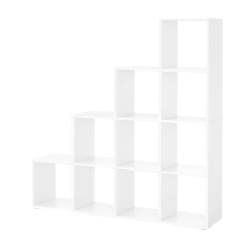 JOYFURNOS 10 vaks open boekenkast – Wit, 129,5 x 27 x 129,5 cm, veelzijdige organizer voor decoratie, foto's & planten – ideaal voor woonkamer, slaapkamer of thuiskantoor